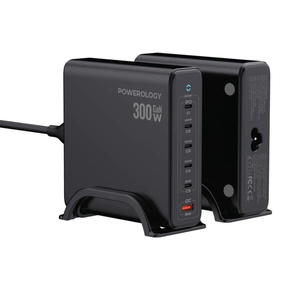 Powerology Volt-X GaN Smart Desktop Charger 300W - Black - STOORE.AE | ستور الامارات