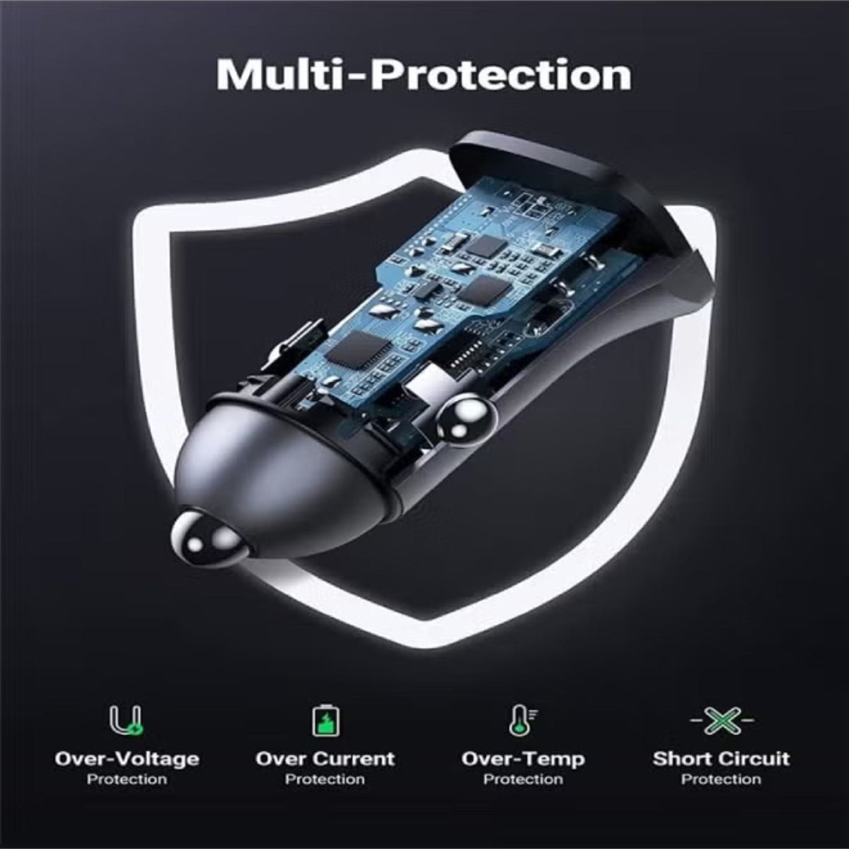 UGREEN 30 USB-A & USB-C 30W Car Charger - Gray - STOORE.AE | ستور الامارات