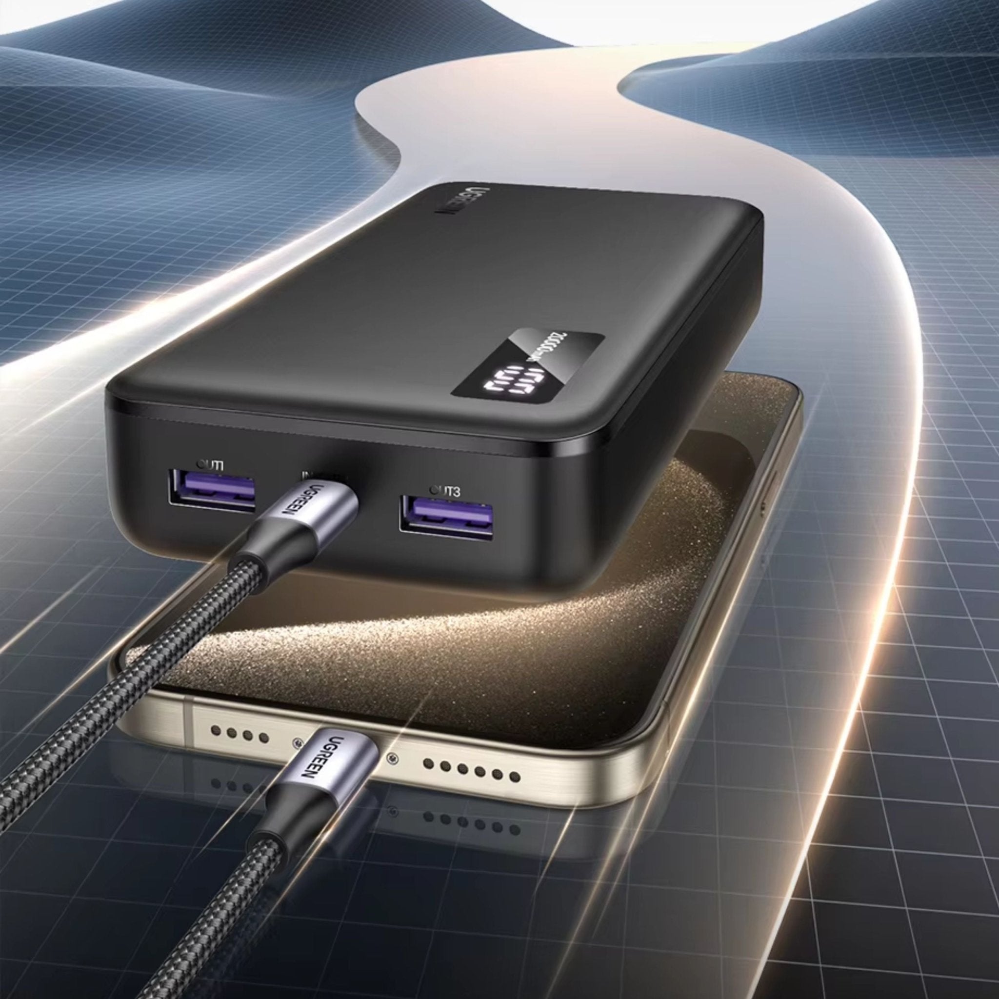 UGREEN PD 20W Two - way Fast Charging Power Bank 20000mAh - Grey - STOORE.AE | ستور الامارات