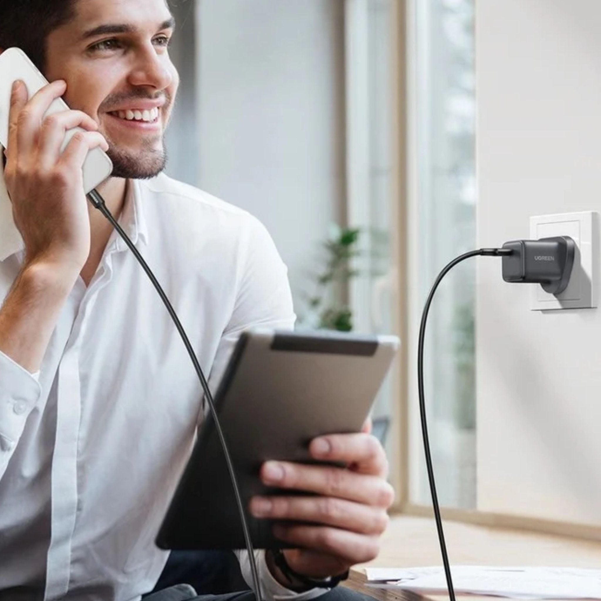 UGREEN USB - C GaN 20W Fast Charger Adapter - Grey - STOORE.AE | ستور الامارات