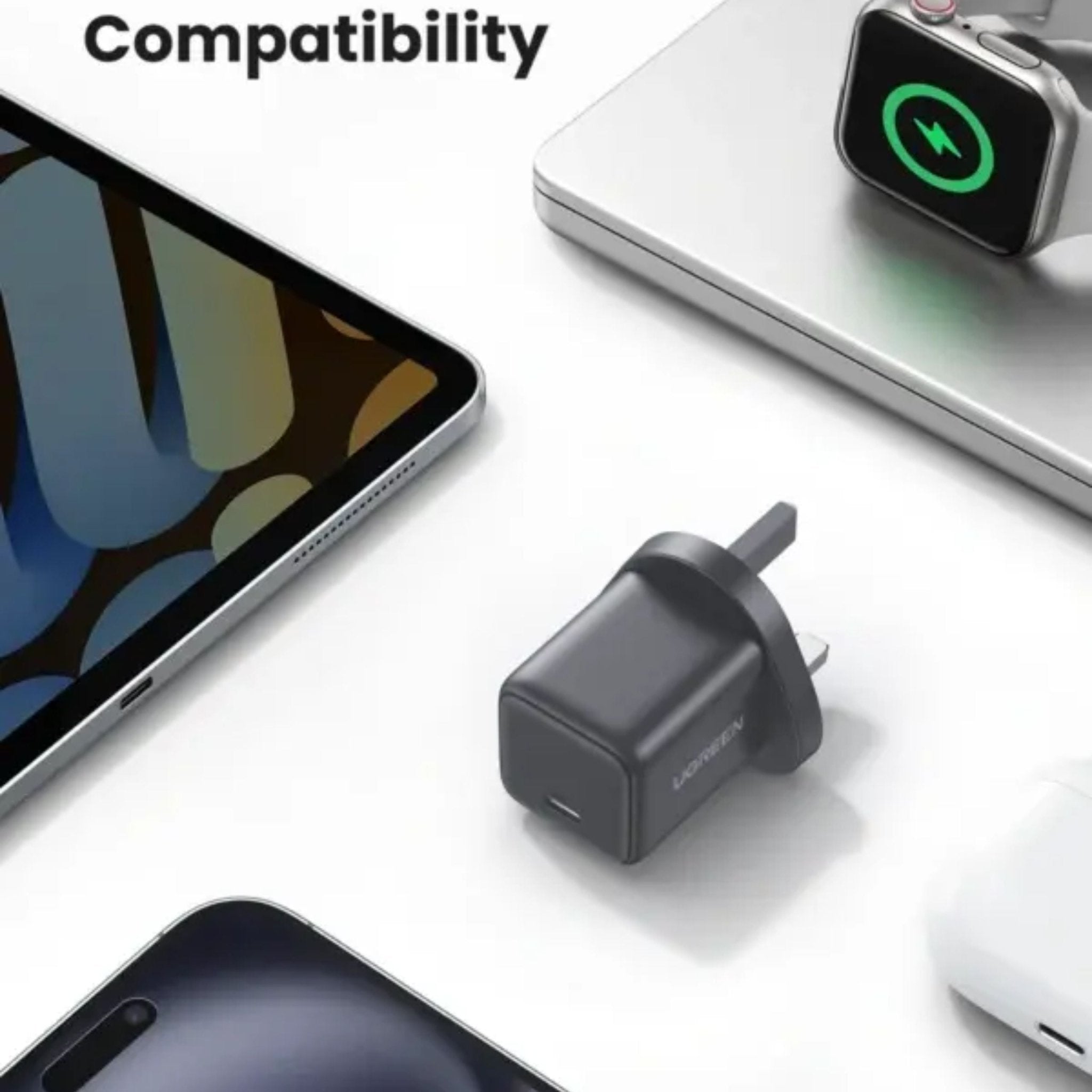 UGREEN USB - C GaN 30W Fast Charger Adapter - Grey - STOORE.AE | ستور الامارات