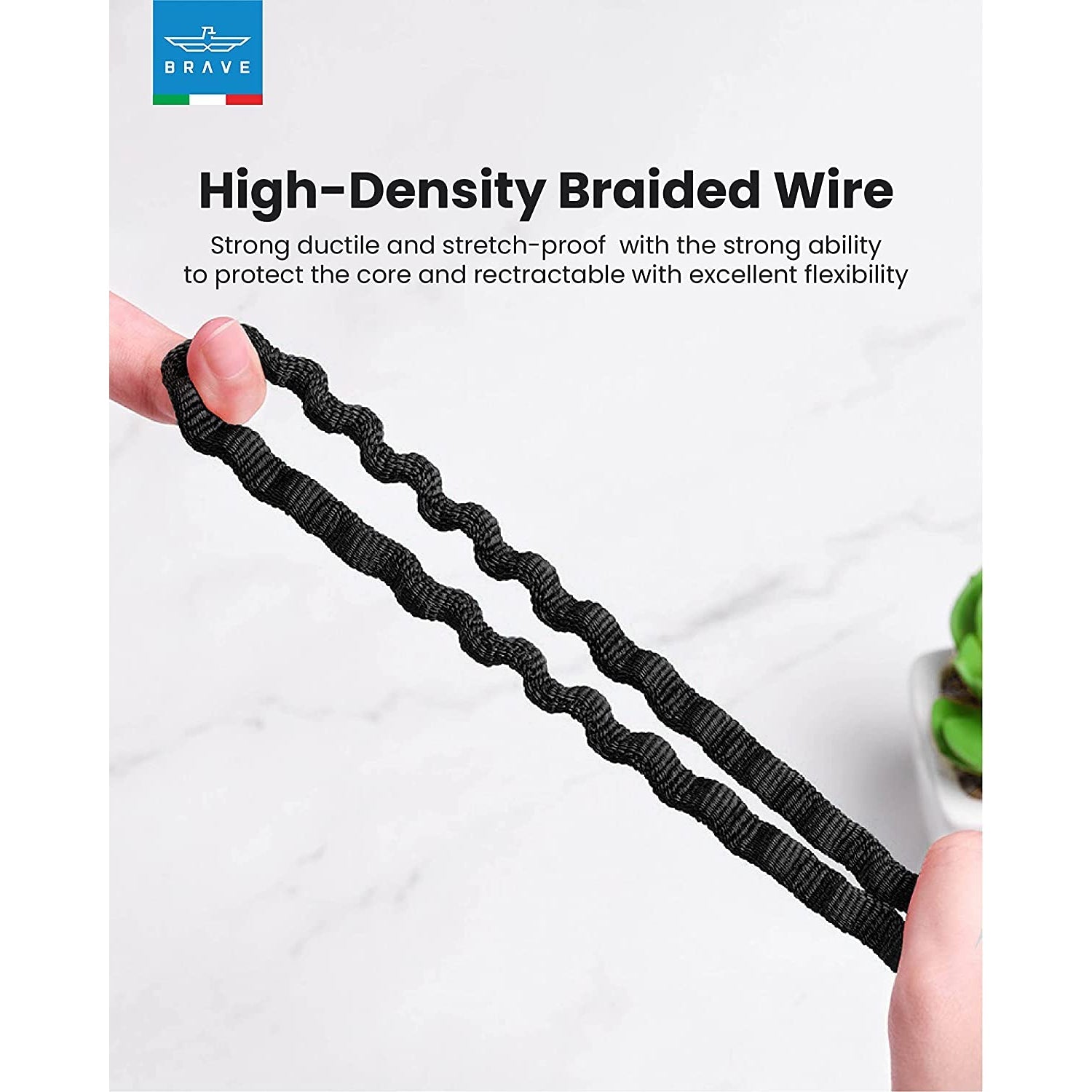 Brave USB-A To Lightning Spring Data Cable 2.1A - Black